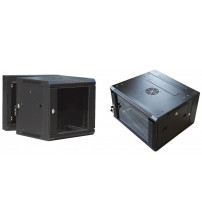 BNET Wall Double Section Cabinet 12U 600 x (500+100) With 2 Fans, 1 Fixed Shelf, Black 9005
